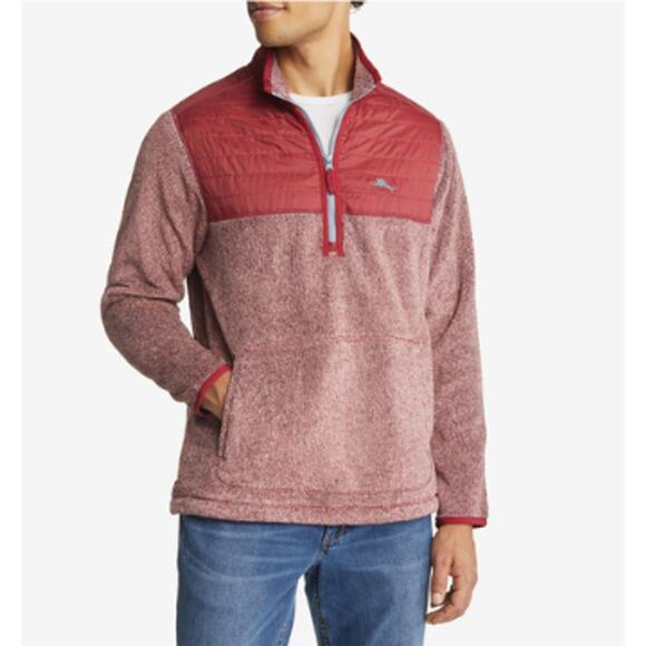 Tommy Bahama Cascade Sweater Men’s Size L Sangria Red Cozy Half Zip Pullover NWT - Picture 1 of 8